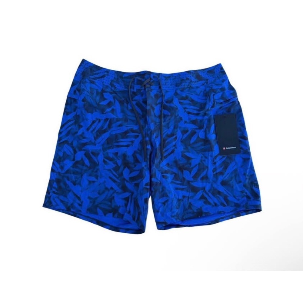 lululemon athletica Blue Leaf-Print Men’s Swim Board Shorts